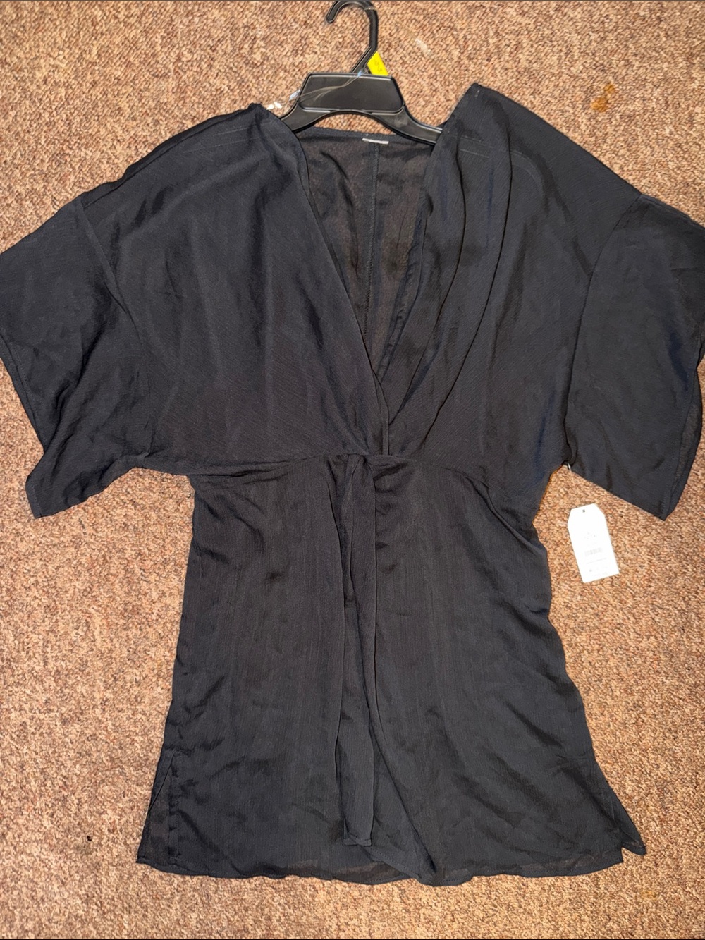 NWT Time and tru Black V-Neck Women's Cover up - Elegant Tie-Front Top